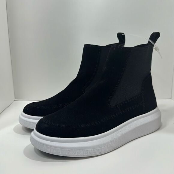 Nurture Anna High Top Sneakers Suede Slip On Booties Black Platform Comfort - Picture 1 of 13